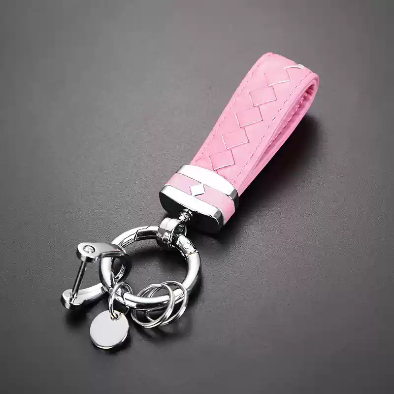 高級革編み込みキーホルダー