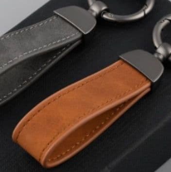 キーリングシンプル 本革ストラップ金属リング付きキーホルダー