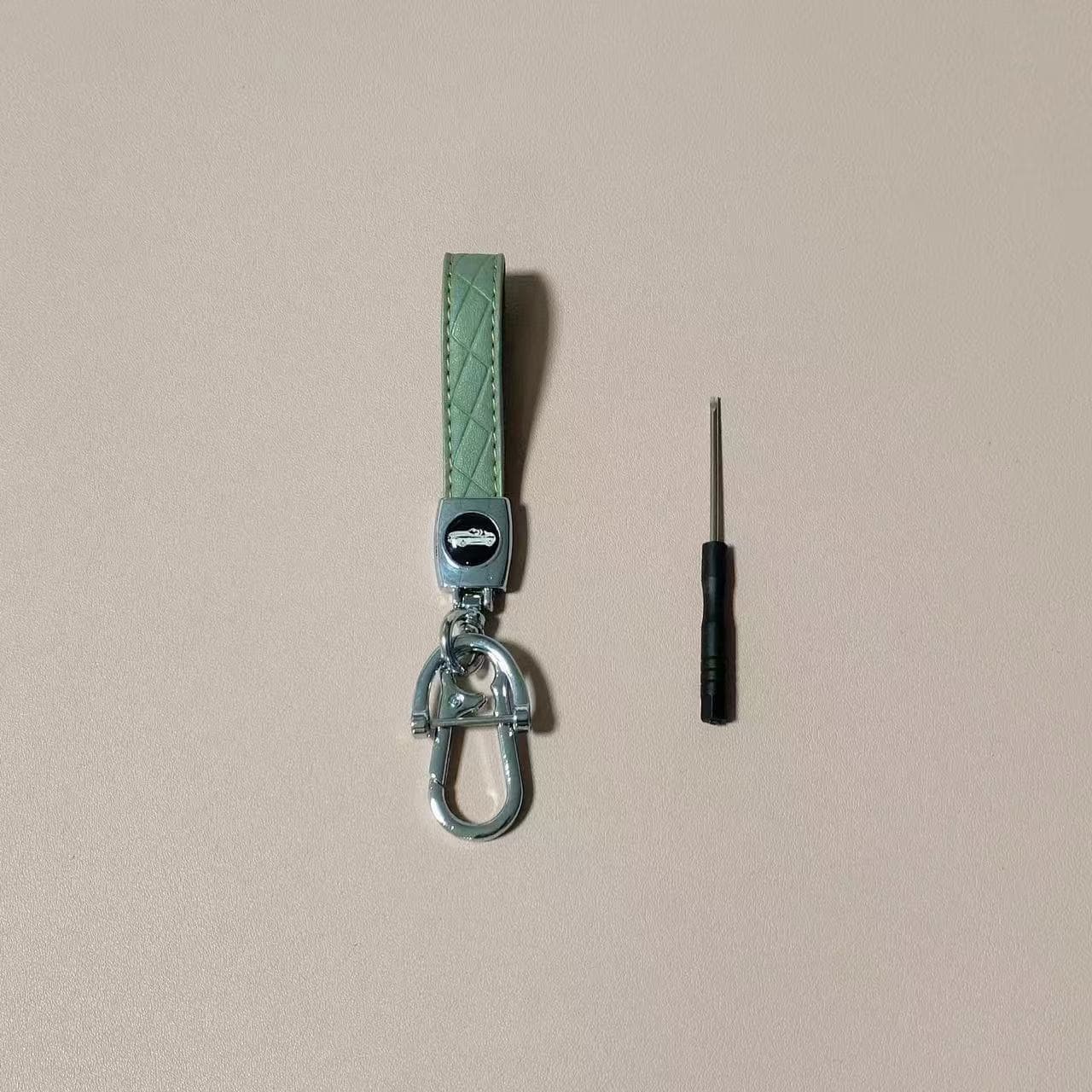キーリング 本革編み込みステッチ付きナスカン金具レザーキーリング