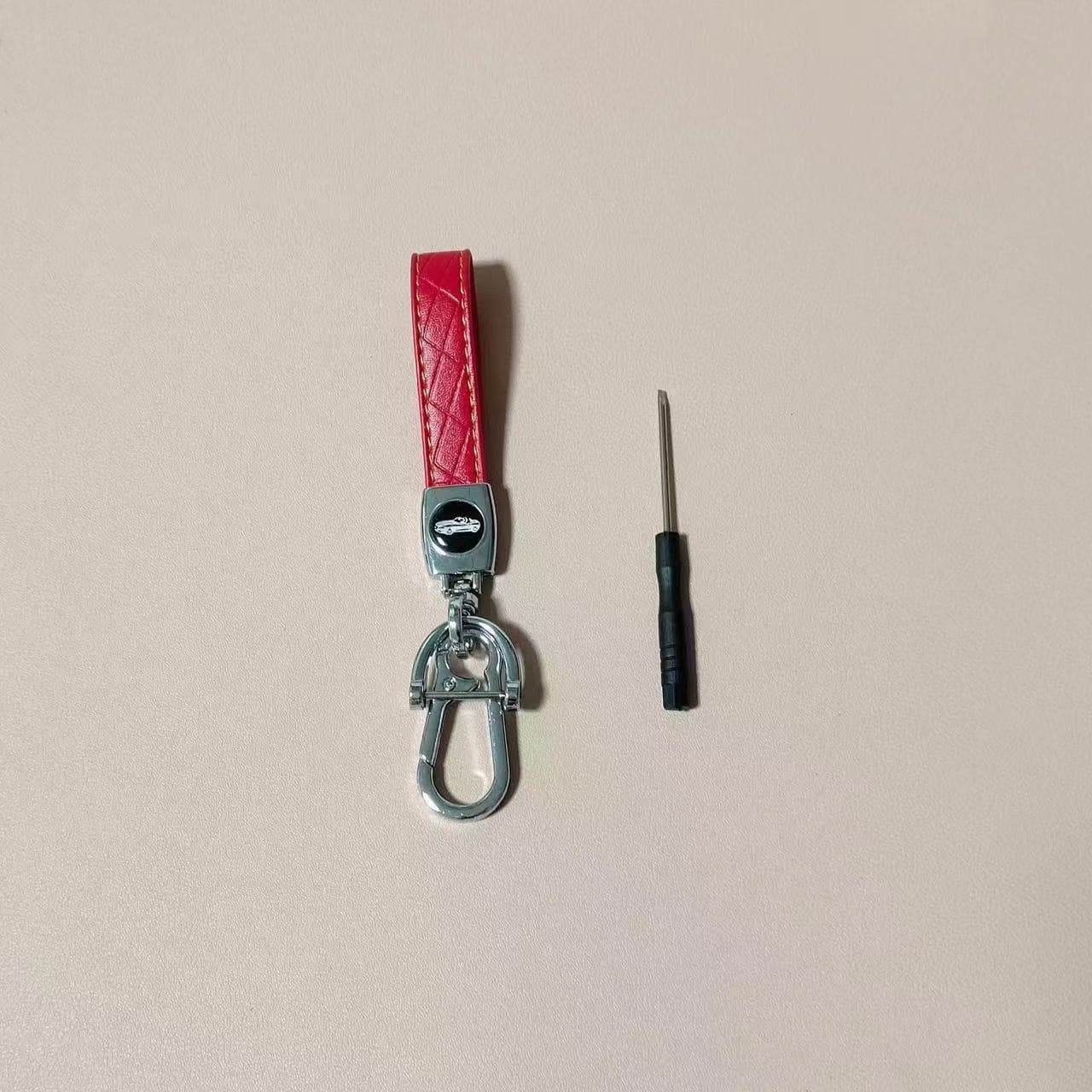 キーリング 本革編み込みステッチ付きナスカン金具レザーキーリング