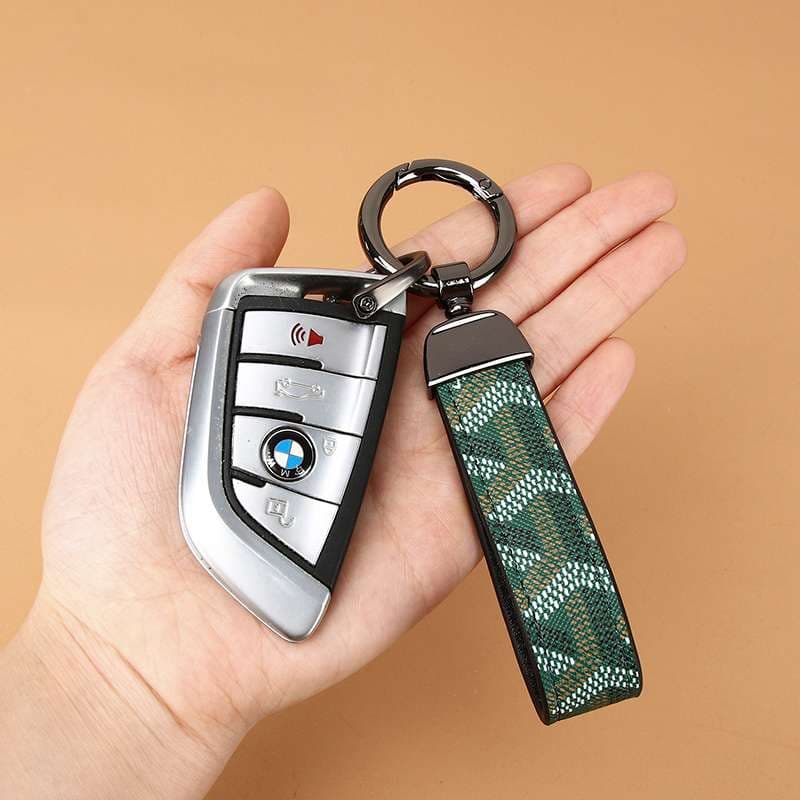 キーリング・キーケース 高級柄入り革製キーホルダー