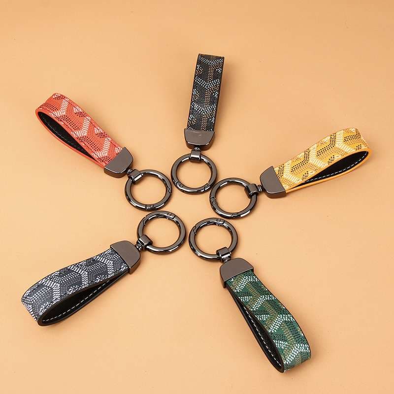 キーリング・キーケース 高級柄入り革製キーホルダー