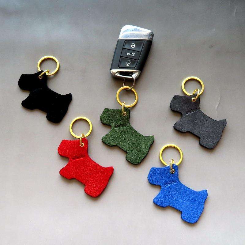 キーリング・キーケース 犬型革製キーホルダー