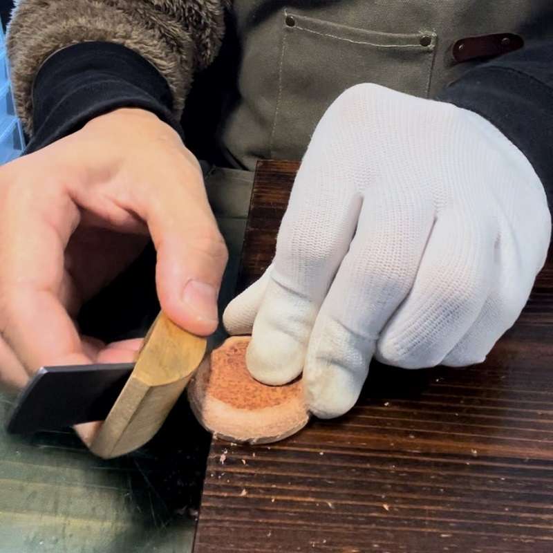 本革素材のハンバーガーキーホルダー