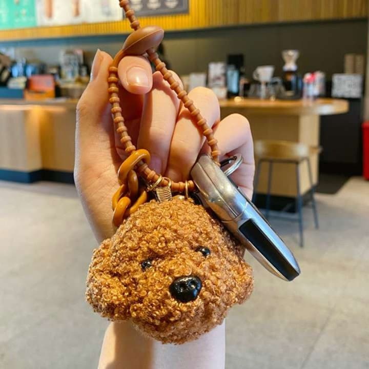 キーリング・キーケース もこもこ犬顔キーホルダー